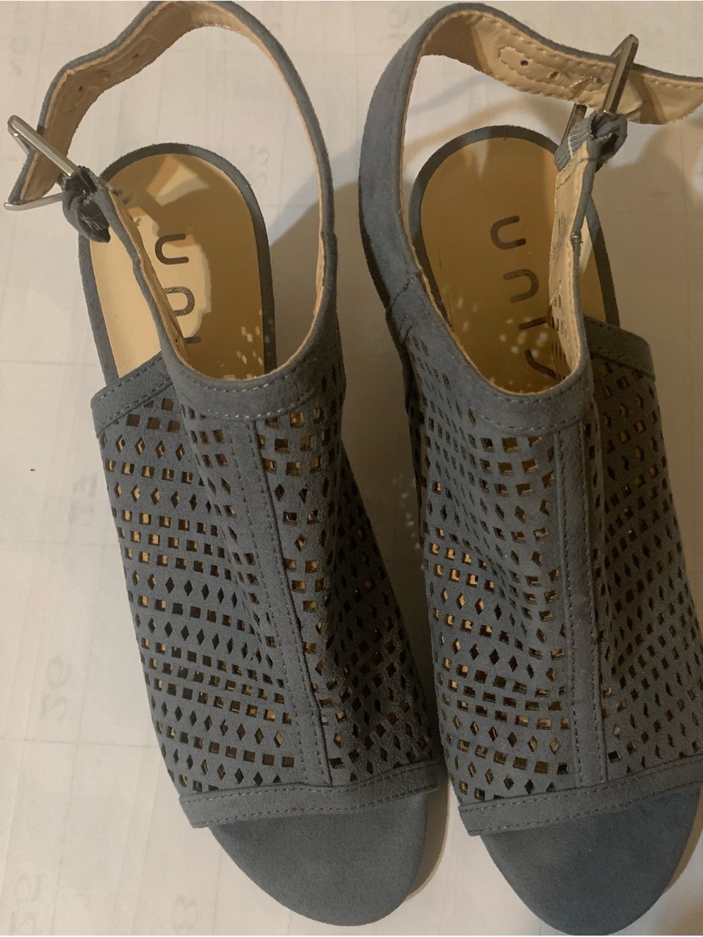 Unisa Gray Perforated Slingback Sandals